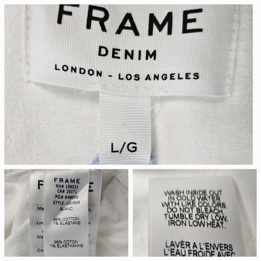 Frame Les Garcon White Denim Overalls Large - Picture 10 of 10